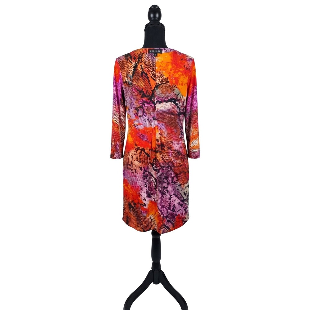 HALE BOB Lulie Jersey Dress Small Animal Print Mixed Media Red Orange NWT $238 - Picture 5 of 10
